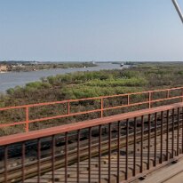 IMG_1033 09/09/2018 - Au fond et au milieu de la photo, le port que nous avons visité avec le bateau Grade Africa. The bridge over the river Parana de las Palmas, you...